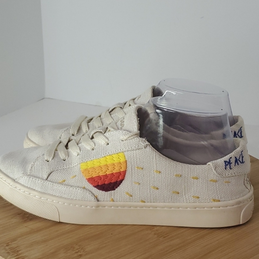 Soludos x Lockhart Embroidery Peace Out Canvas Sneaker Anthropologie Women's 9